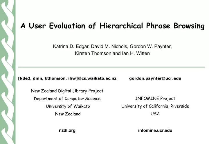 a user evaluation of hierarchical phrase browsing