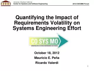 Quantifying the Impact of Requirements Volatility on Systems Engineering Effort