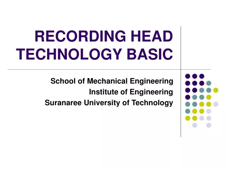 recording head technology basic