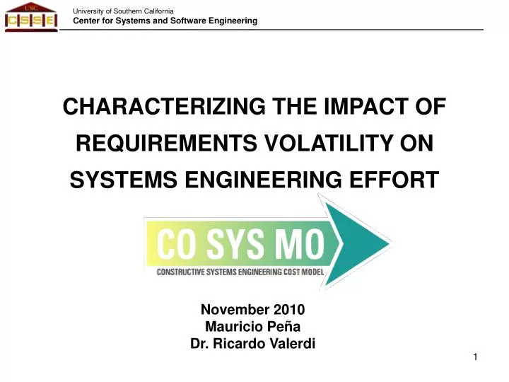 characterizing the impact of requirements volatility on systems engineering effort