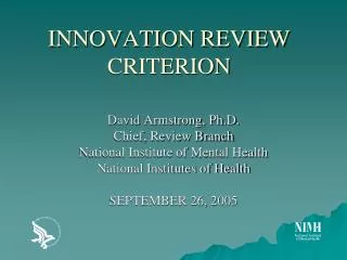 INNOVATION REVIEW CRITERION