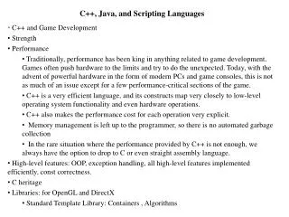 C++, Java, and Scripting Languages