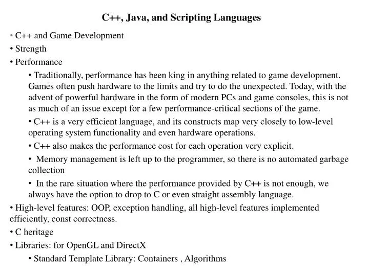 c java and scripting languages