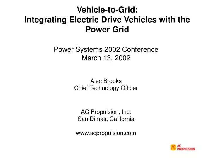 vehicle to grid integrating electric drive vehicles with the power grid