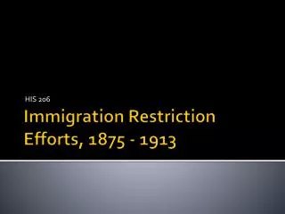 Immigration Restriction Efforts, 1875 - 1913