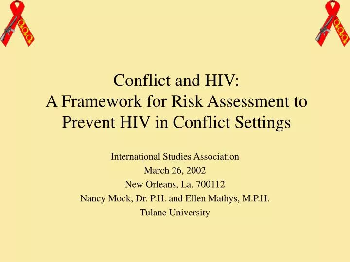 conflict and hiv a framework for risk assessment to prevent hiv in conflict settings