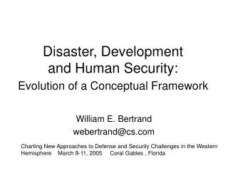 Disaster, Development and Human Security: Evolution of a Conceptual Framework