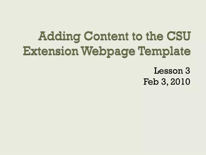 adding content to the csu extension webpage template