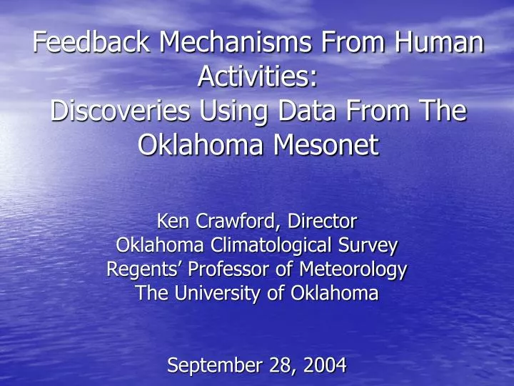 feedback mechanisms from human activities discoveries using data from the oklahoma mesonet