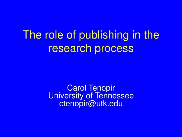 the role of publishing in the research process
