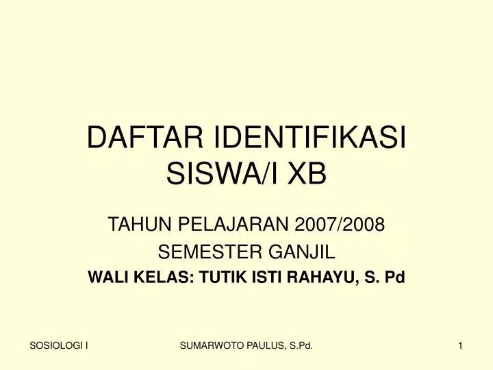 daftar identifikasi siswa i xb