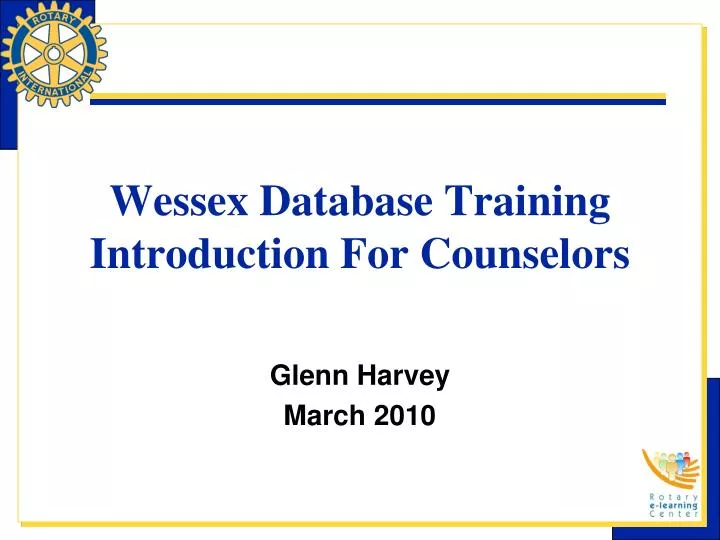 wessex database training introduction for counselors