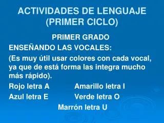 actividades de lenguaje primer ciclo