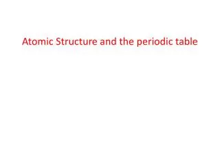 Atomic Structure and the periodic table
