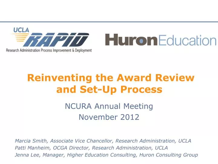 reinventing the award review and set up process