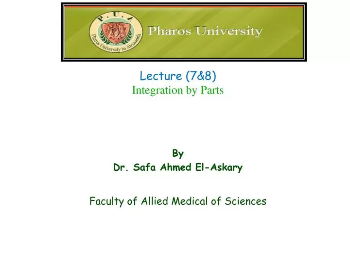by dr safa ahmed el askary faculty of allied medical of sciences