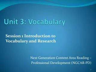 Unit 3: Vocabulary