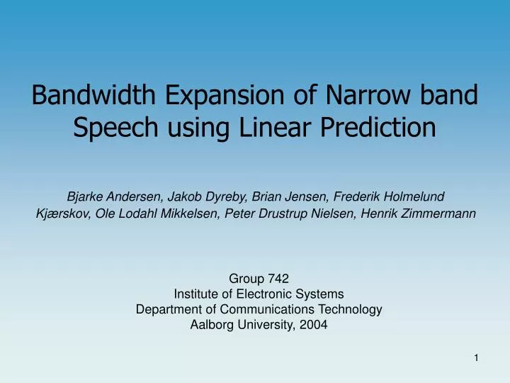 bandwidth expansion of narrow band speech using linear prediction