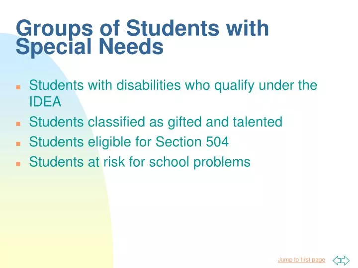 groups of students with special needs
