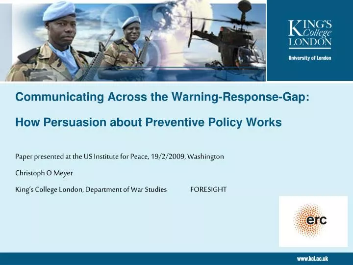 communicating across the warning response gap how persuasion about preventive policy works