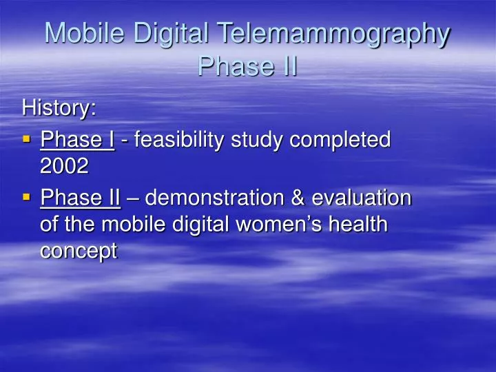 mobile digital telemammography phase ii