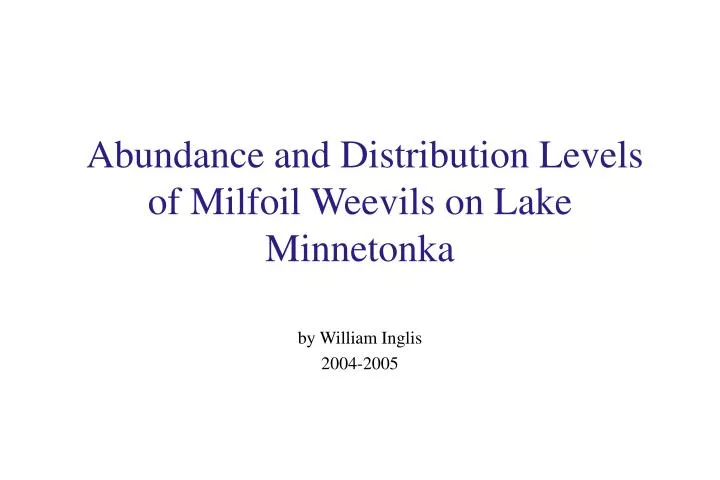 abundance and distribution levels of milfoil weevils on lake minnetonka