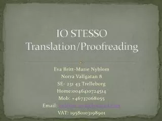 IO STESSO Translation / Proofreading