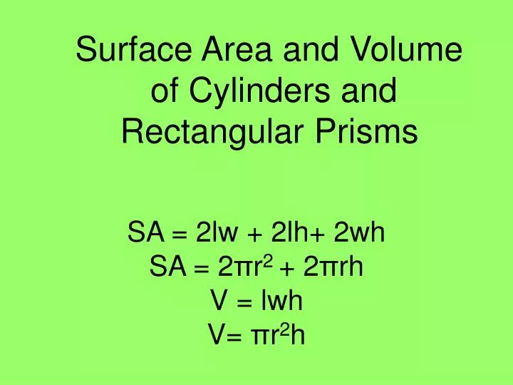 surface area and volume of cylinders and rectangular prisms