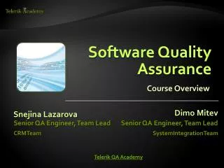 Software Quality Assurance