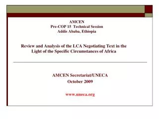 AMCEN Secretariat /UNECA October 2009 uneca