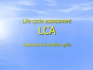 life cycle assessment lca