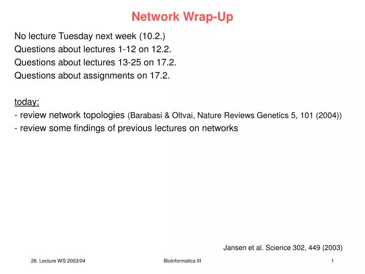 network wrap up