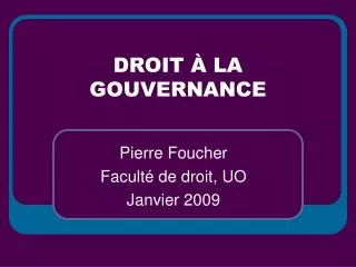 droit la gouvernance
