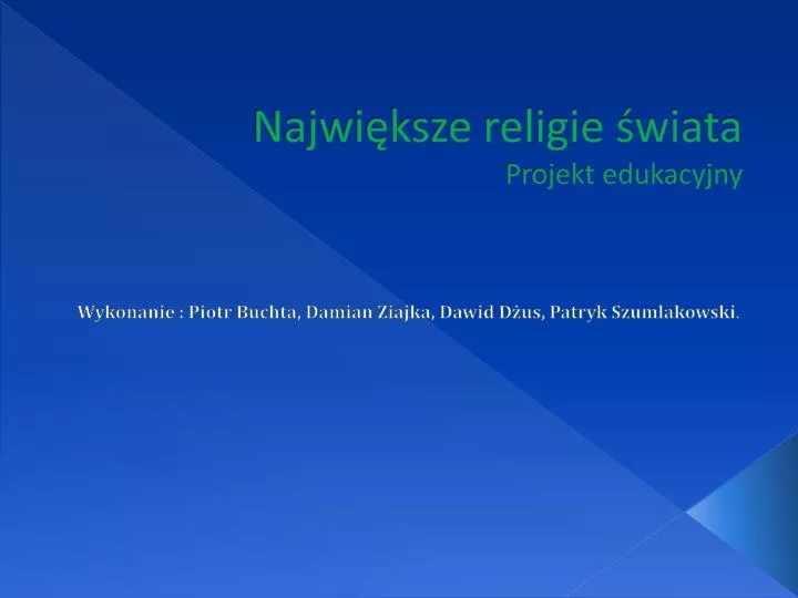 najwi ksze religie wiata projekt edukacyjny