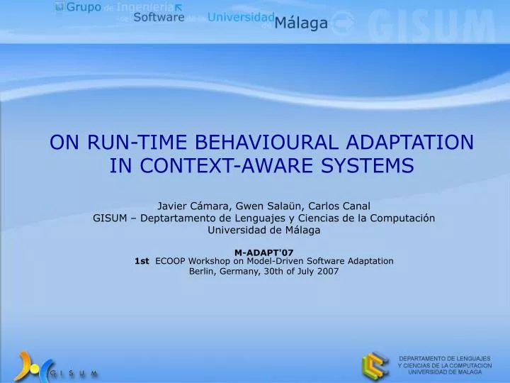 on run time behavioural adaptation in context aware systems