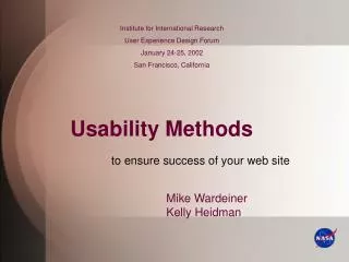 Usability Methods