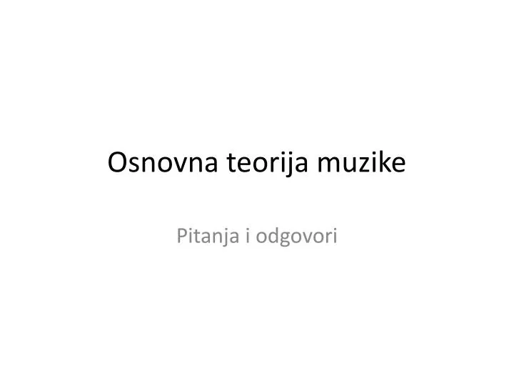 osnovna teorija muzike