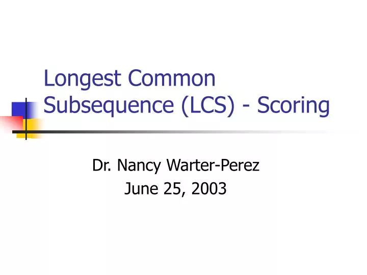 longest common subsequence lcs scoring