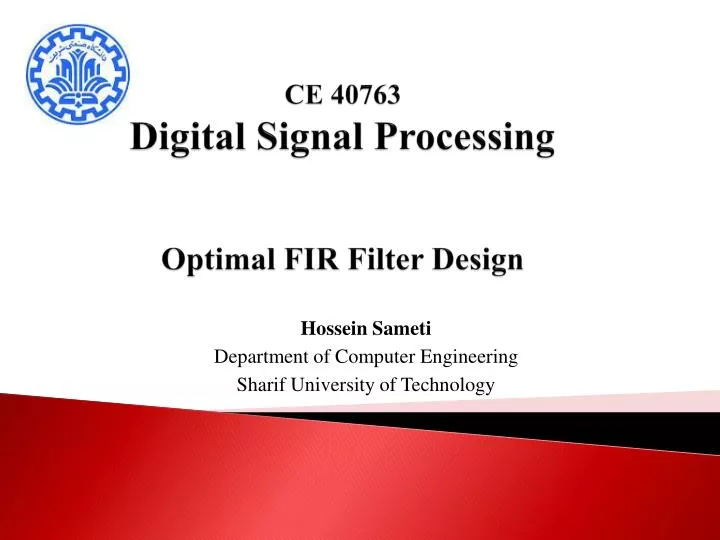 ce 40763 digital signal processing optimal fir filter design