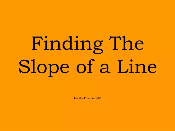 finding the slope of a line