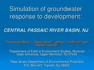 Simulation of groundwater response to development: CENTRAL PASSAIC RIVER BASIN, NJ