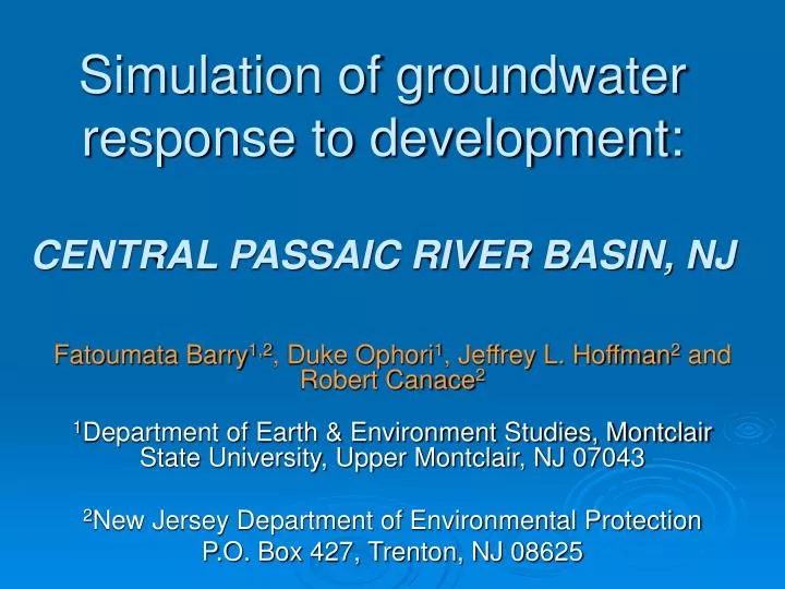 simulation of groundwater response to development central passaic river basin nj
