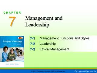 7-1	 Management Functions and Styles 7-2	 Leadership 7-3	 Ethical Management