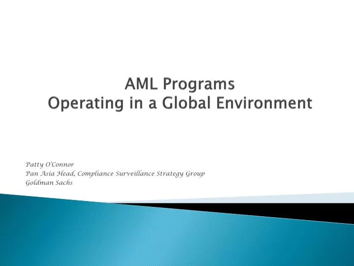 aml programs operating in a global environment