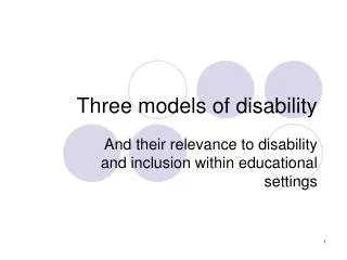 Three models of disability