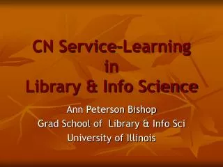 CN Service-Learning in Library &amp; Info Science