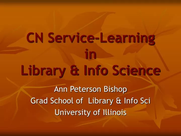 cn service learning in library info science