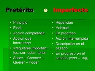 pret rito e imperfecto