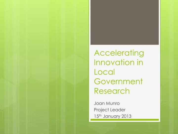 accelerating innovation in local government research