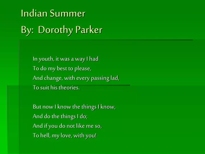 indian summer by dorothy parker